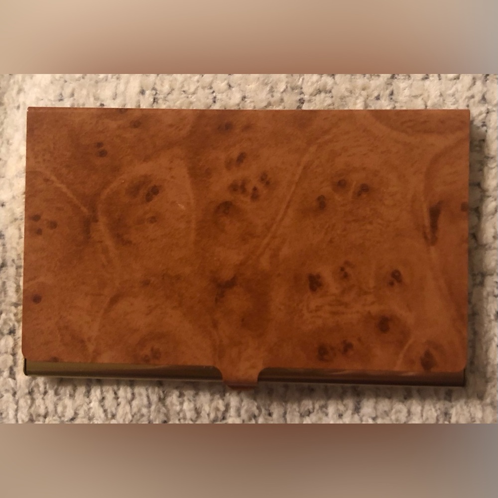 Card Case in Brown Woodgrain Finish